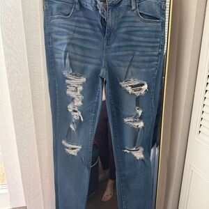 Next level stretch- American Eagle Blue Distressed Women's Skinny Jeans